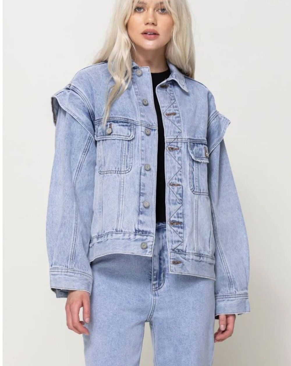 Vervet by flying monkey Rumors Denim Jean Jacket Boyfriend Fit Women’s medium NE